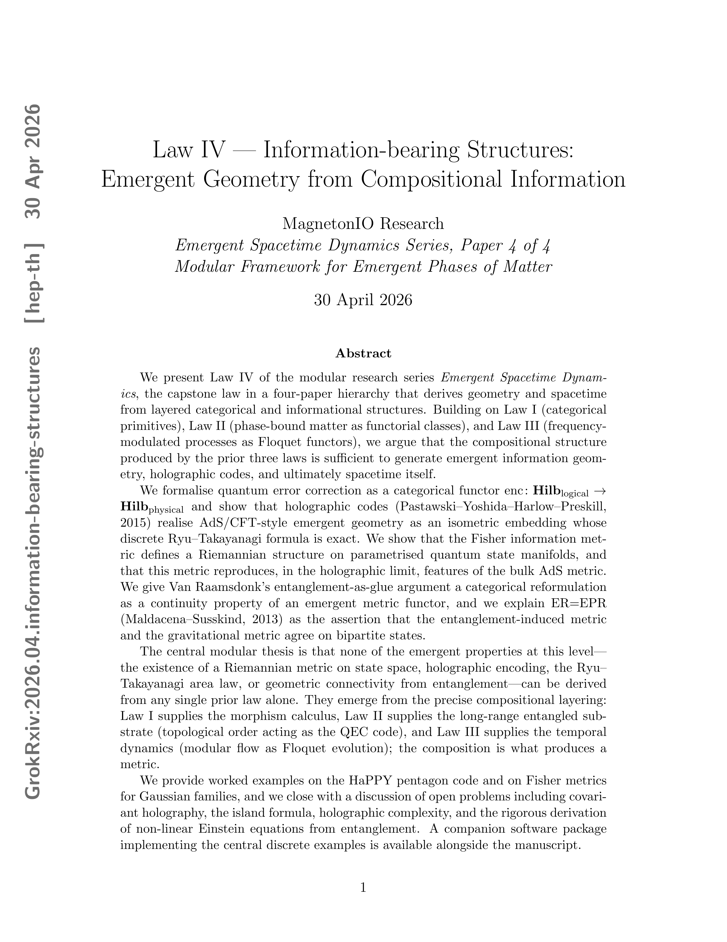 Information-bearing Structures: Emergent Geometry from Compositional Information cover