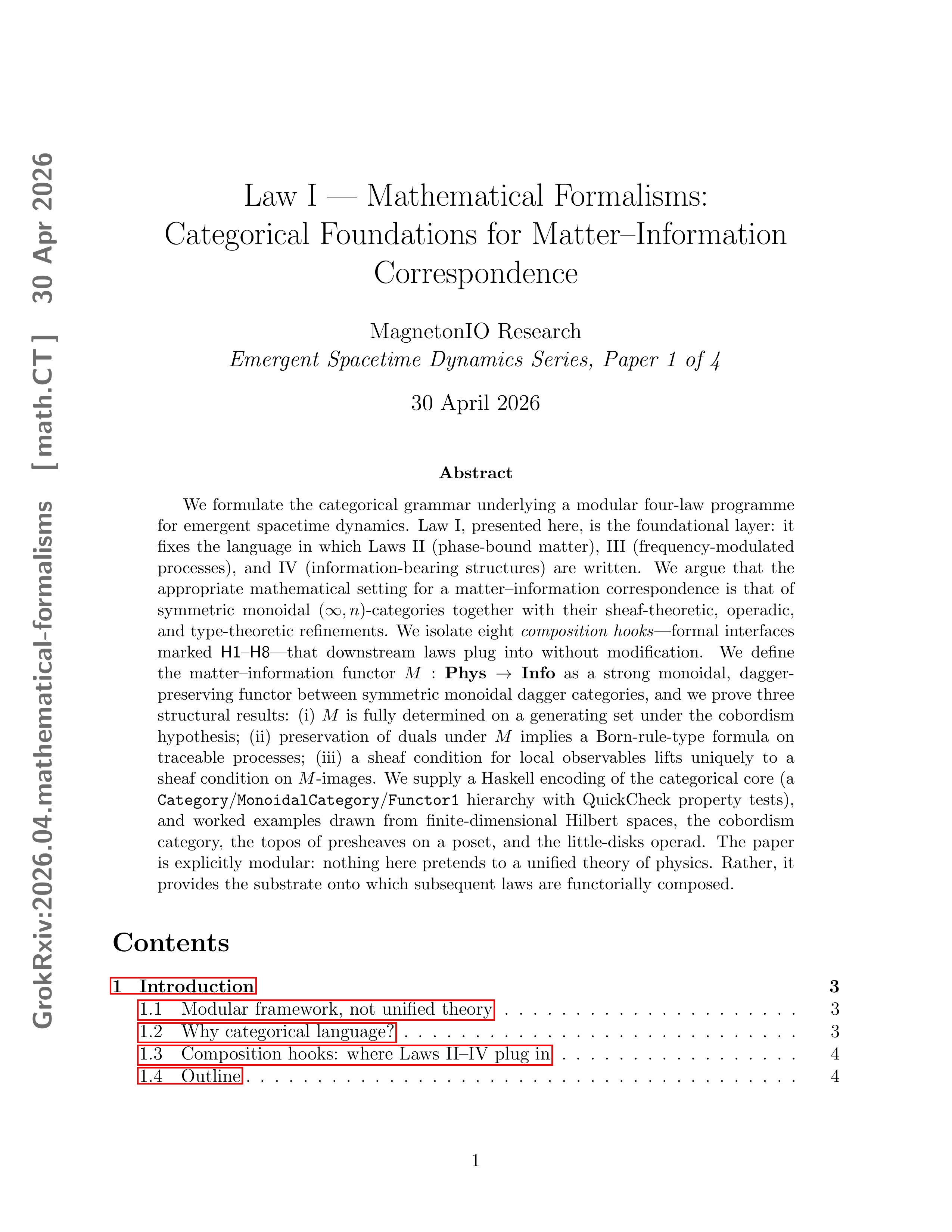 Mathematical Formalisms: Categorical Foundations for Matter–Information Correspondence cover