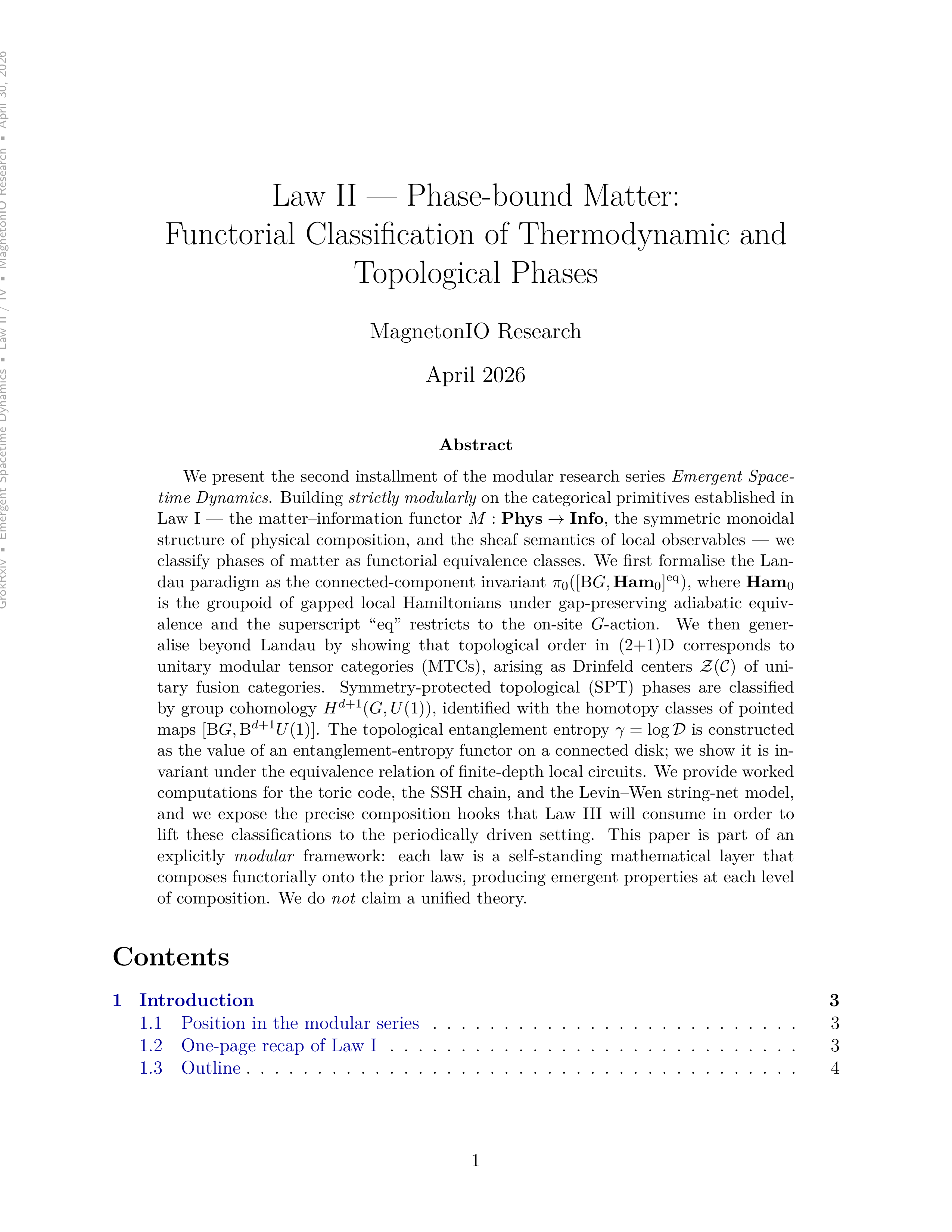 Phase-bound Matter: Functorial Classification of Thermodynamic and Topological Phases cover